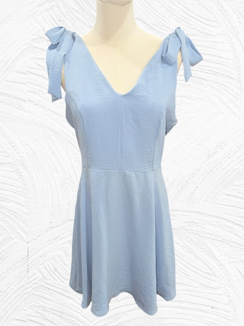 Altar’d State NEW Tie Top Blue Mini Dress Large v neck Georgette